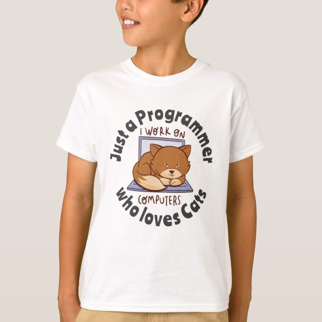 T-shirt Juste un programmeur qui aime les chats (Devant)