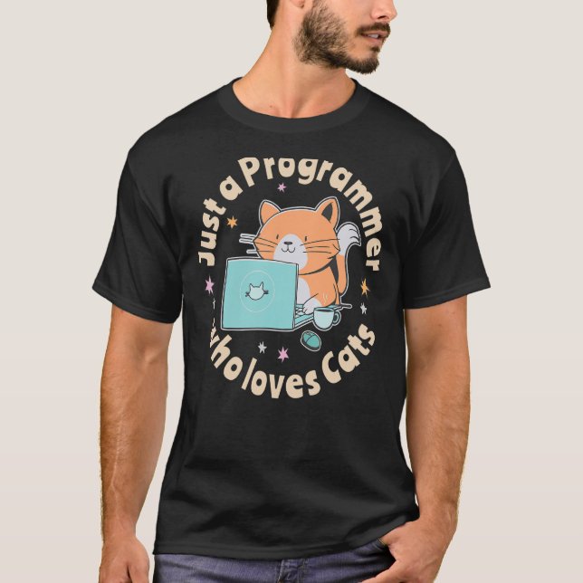 T-shirt Juste un programmeur qui aime les chats et les ord (Devant)