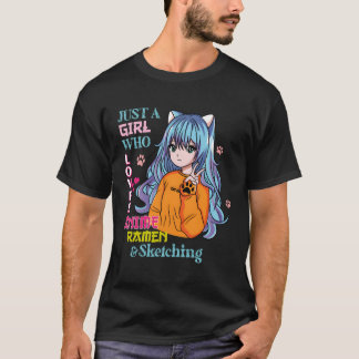 T-shirt Juste Un Qui Aime Anime Ra Et Sketching N