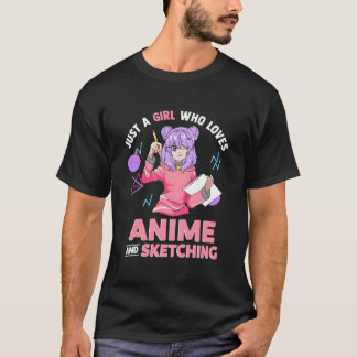 T-shirt Juste un qui aime l'anime et le dessin au crayon
