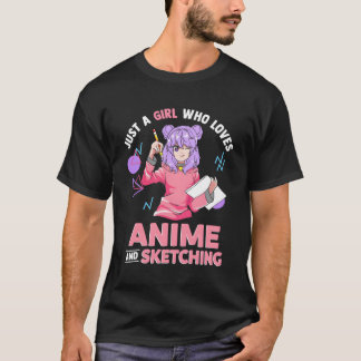 T-shirt Juste Un Qui Aime L'Anime Et L'Esquisse Dessin