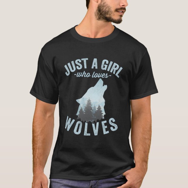 T-shirt Juste un qui aime les loups Loup et (Devant)