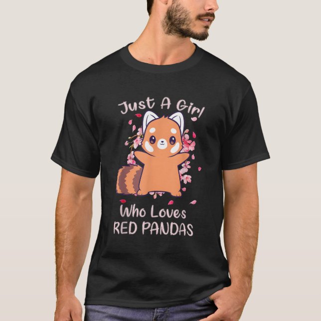 T-shirt Juste un qui aime les pandas rouges (Devant)