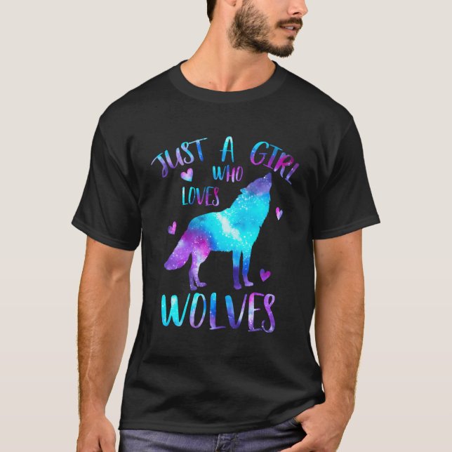 T-shirt Juste un qui aime Wolves Galaxy Space Wolf (Devant)