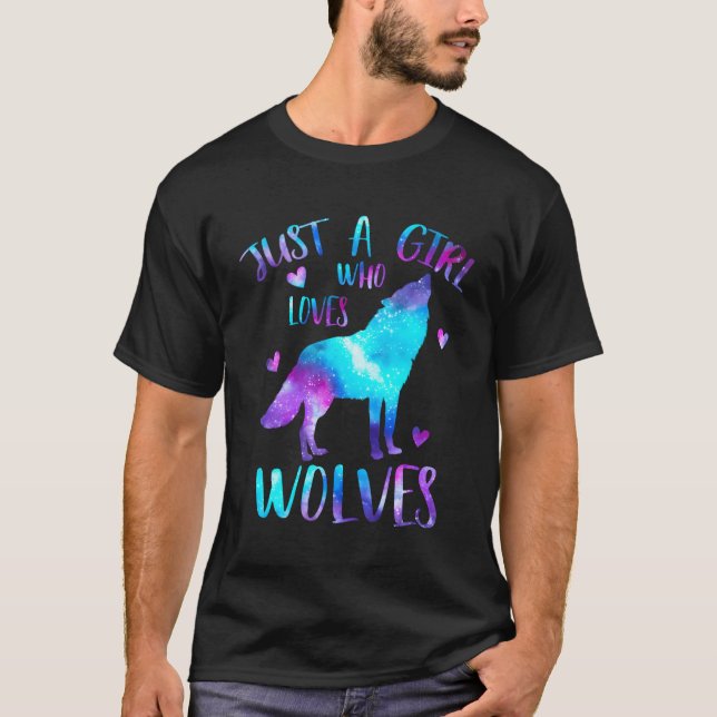 T-shirt Juste un qui aime Wolves Galaxy Space Wolf (Devant)