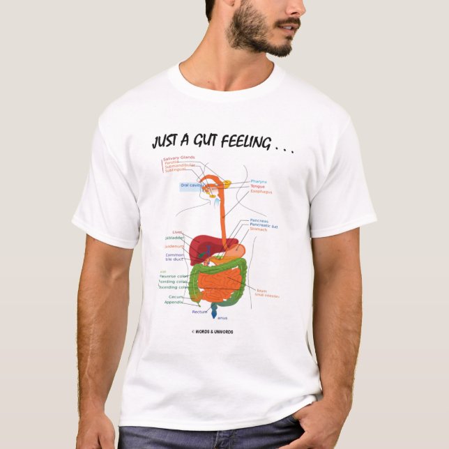 T-shirt Juste un sentiment d'intestin…. (Appareil (Devant)
