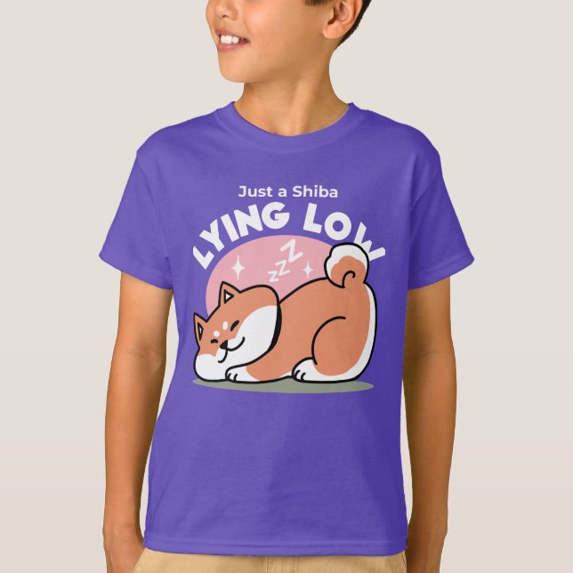 T-shirt Juste un Shiba allongé bas : mignonne conception S (Devant)