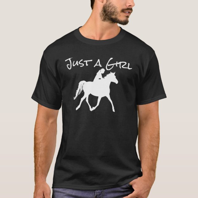 T-shirt Juste Une Fille À Cheval Simple Silhouette (Devant)