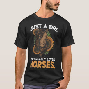 T-shirt Juste Une Fille Aime Les Chevaux Ferme De Tourneso