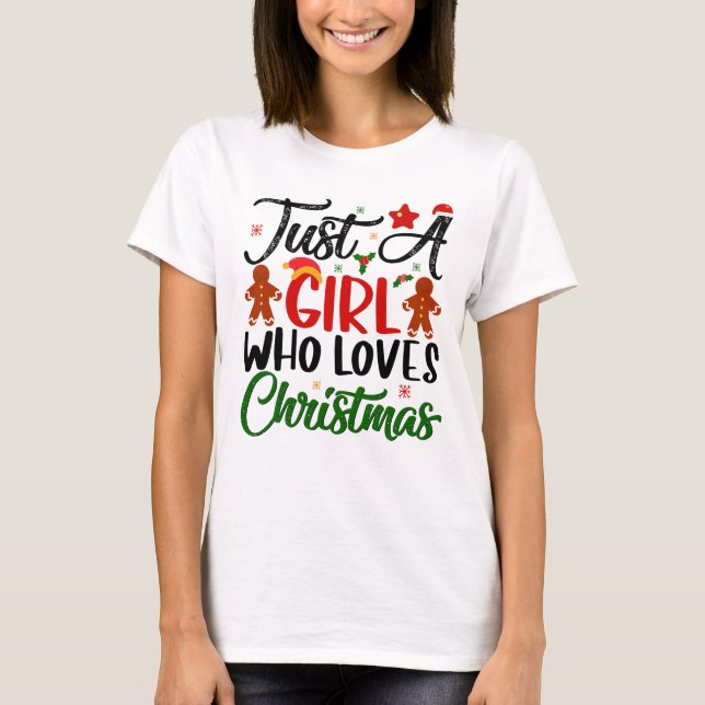 T-shirt Juste une fille aime Noël (Devant)