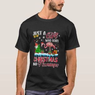 T-shirt Juste Une Fille Aime Noël Et Flamants roses Père N