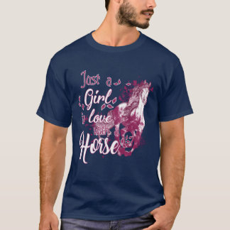T-shirt Juste une fille amoureuse avec un cheval vintage