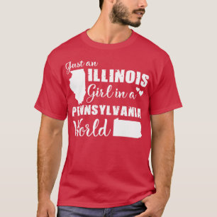 T-shirt Juste une fille de l'Illinois dans un monde de Pen