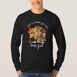 T-shirt Juste Une Fille D'Octobre Qui Aime Automne Feuille