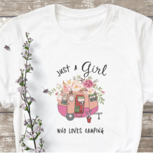 T-shirt Juste Une Fille Nature Amateurs Girl Loves Camp