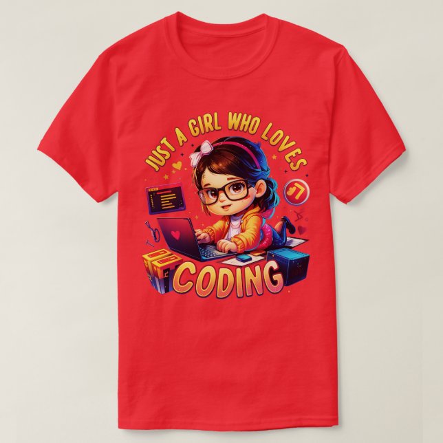 T-shirt Juste une fille qui adore coder (Design devant)