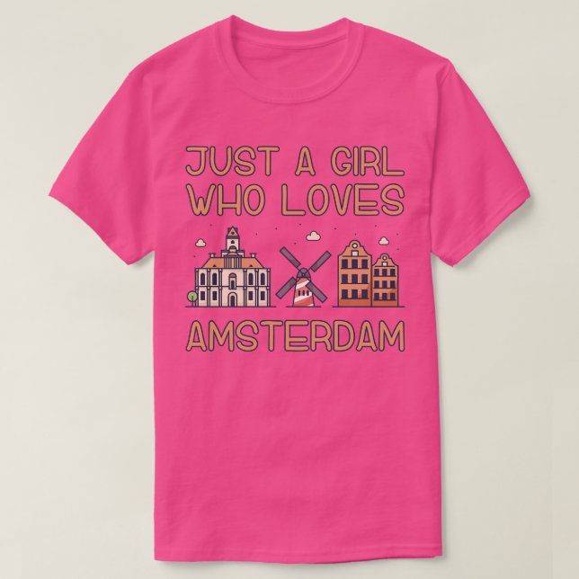 T-shirt Juste une fille qui aime Amsterdam (Design devant)