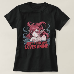 T-shirt Juste Une Fille Qui Aime Anime Diable Fille Gothiq