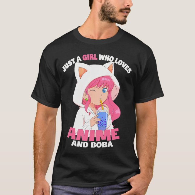 T-shirt Juste Une Fille Qui Aime Anime Et Boba Anime Girl (Devant)