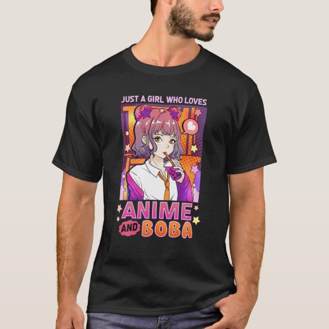 T-shirt Juste Une Fille Qui Aime Anime Et Boba Boule Cadea (Devant)
