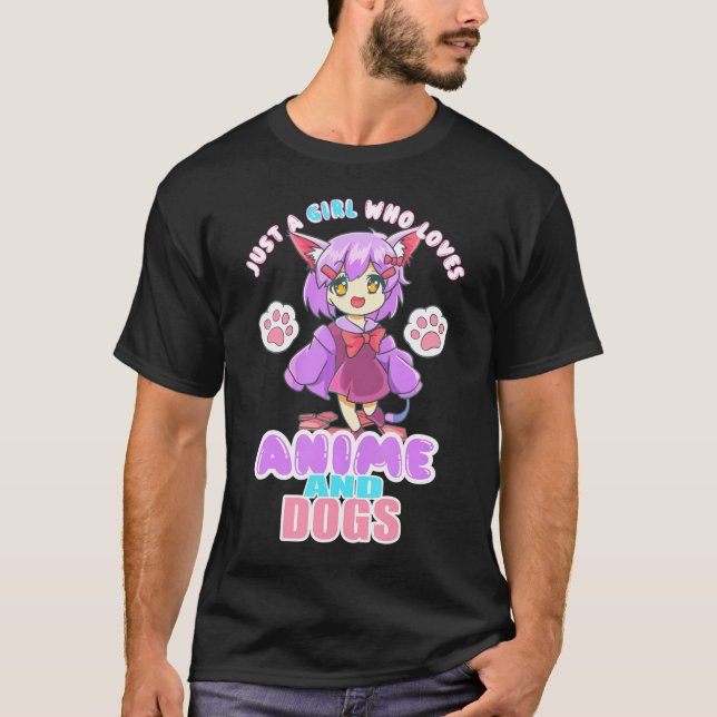 T-shirt Juste Une Fille Qui Aime Anime Et Chiens Manga Gir (Devant)