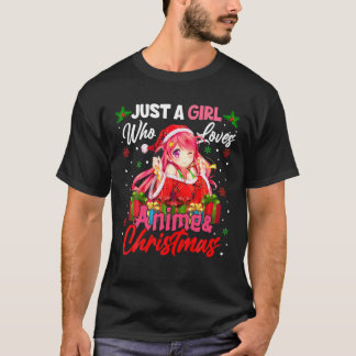 T-shirt Juste Une Fille Qui Aime Anime Et Noël Père Noël G