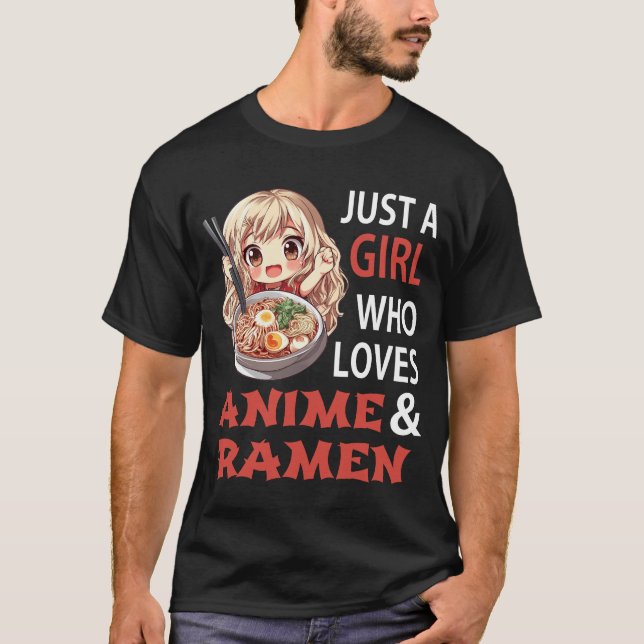 T-shirt Juste une fille qui aime Anime et Ramen (Devant)