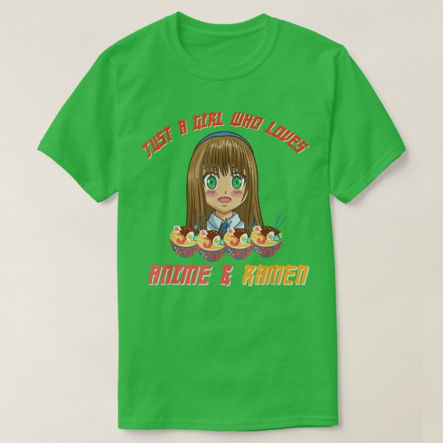T-shirt Juste une fille qui aime Anime et Ramen Ado étudia (Design devant)