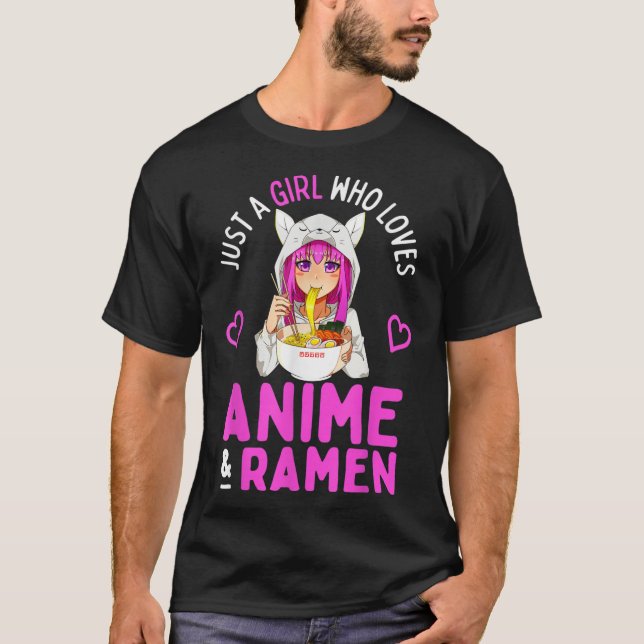 T-shirt Juste une fille qui aime Anime et Ramen Bowl Japan (Devant)