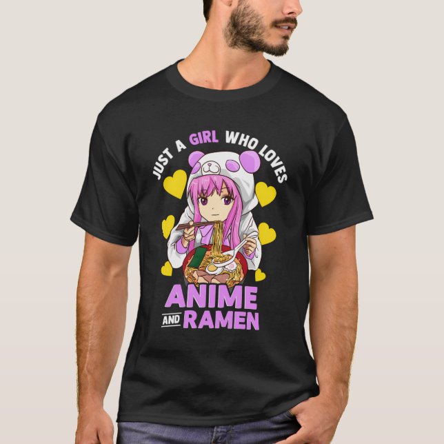 T-shirt Juste Une Fille Qui Aime Anime Et Ramen Bowl Panda (Devant)