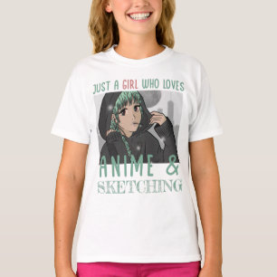 T-shirt Juste une fille qui aime Anime Et Sketching