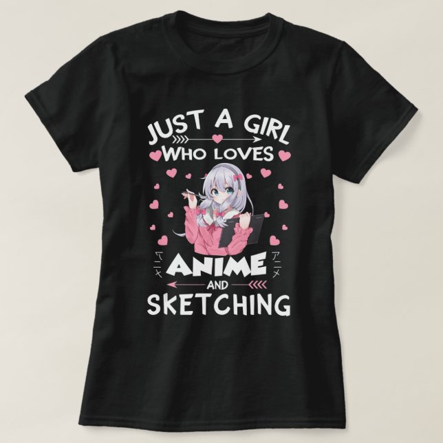 T-shirt Juste une fille qui aime Anime et Sketching Cadeau (Design devant)