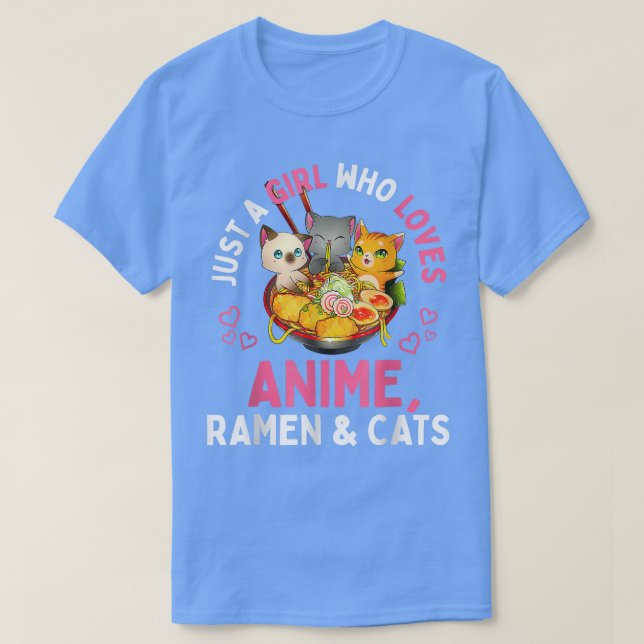 T-shirt Juste Une Fille Qui Aime Anime Ramen Et Chats Kawa (Design devant)