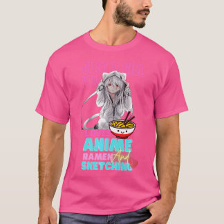 T-shirt Juste Une Fille Qui Aime Anime Ramen Et Sketching