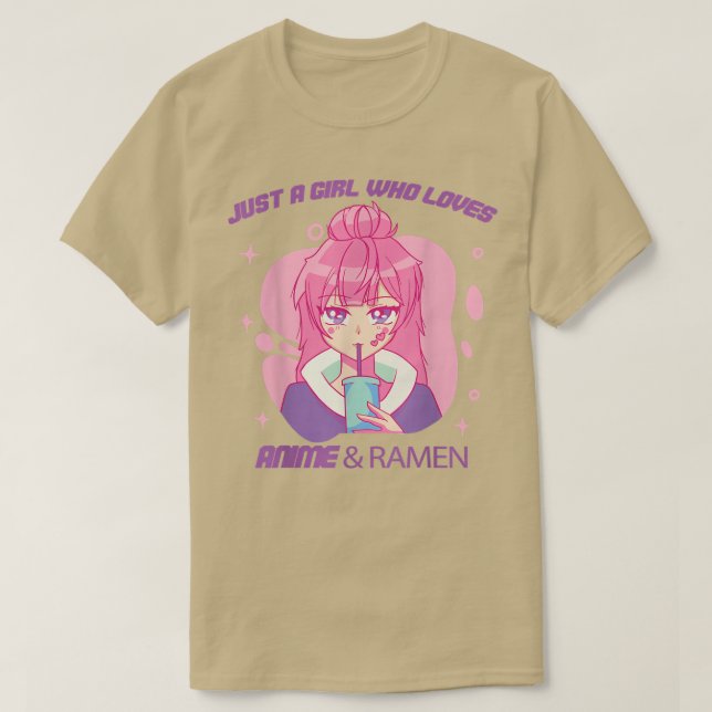 T-shirt Juste une fille qui aime Anime & Ramen T pour un A (Design devant)