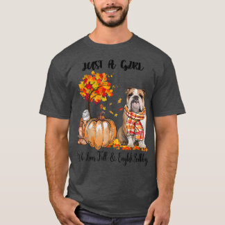 T-shirt Juste Une Fille Qui Aime Automne Anglais Bulldog C