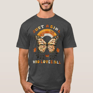 T-shirt Juste Une Fille Qui Aime Automne Vintage Arc-en-ci