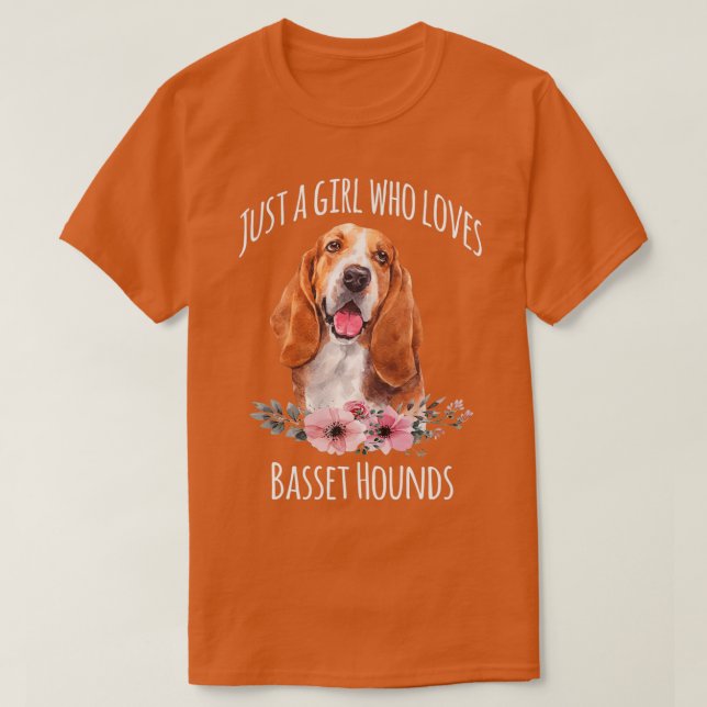 T-shirt Juste une fille qui aime Basset Hounds Basset Houn (Design devant)