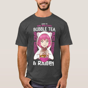 T-shirt Juste une fille qui aime Bubble Tea et Ramen Anime