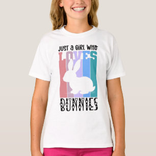T-shirt Juste une fille qui aime Bunnies Lapin de Pâques M