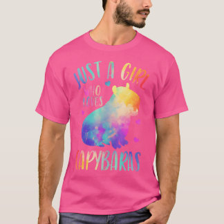 T-shirt Juste Une Fille Qui Aime Capybaras Aquarelle Cute