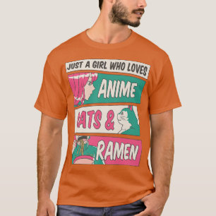 T-shirt Juste Une Fille Qui Aime Chats Anime Ramen Gamers 