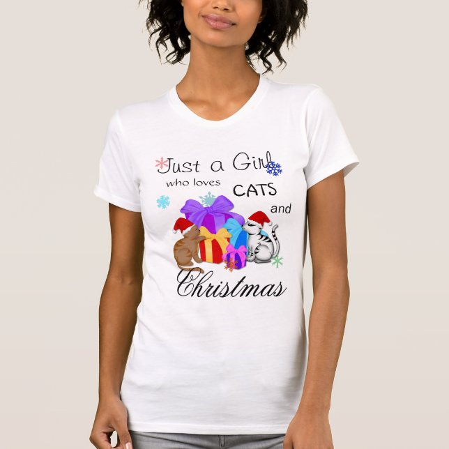 T-shirt Juste une fille qui aime Chats et Noël (Devant)