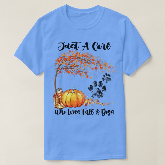 T-shirt Juste une fille qui aime Chute & Chiens Citrouille (Design devant)