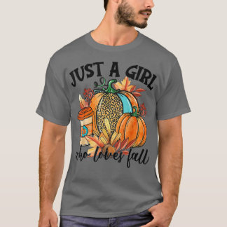 T-shirt Juste Une Fille Qui Aime Chute Leopard Citrouille 