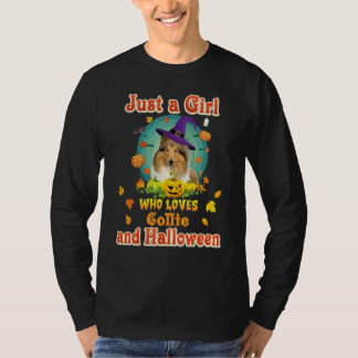 T-shirt Juste une fille qui aime Collie Dog et Halloween a