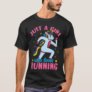 T-shirt Juste une fille qui aime courir Unicorn femelle pi