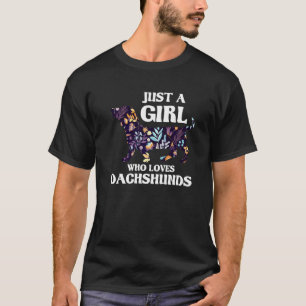 T-shirt Juste Une Fille Qui Aime Dachshunds Dachsh Fleur C