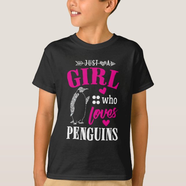 T-shirt Juste une fille qui aime des pingouins (Devant)