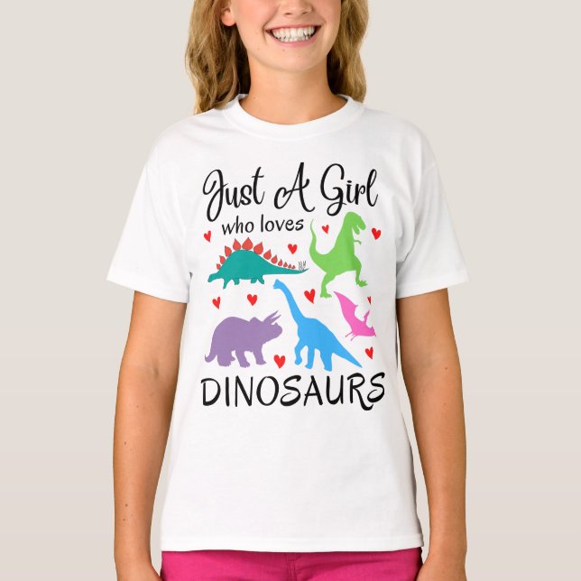 T-shirt Juste Une Fille Qui Aime Dinosaures Filles Amis Vo (Devant)